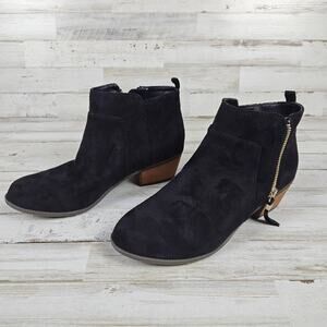 DR. SCHOLL'S Brianna Black Suede Zip Ankle Boots Women's 9M Low Heel Comfort